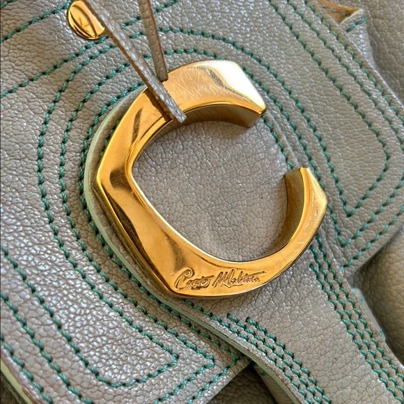 Cordo Maltedo Chic Large Bag in Mint Green Leather with Gold Accents - Picture 2 of 7